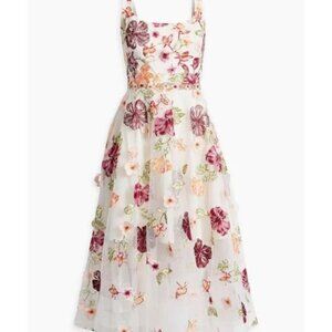 Marchesa Notte Embellished Tulle Midi Dress
